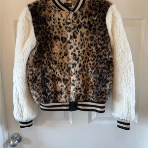 MOTHER Animal Print Jacket with Black and White Details